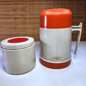 Vintage Thermos Pair • Food Jar & Wide Mouth • Made in Canada